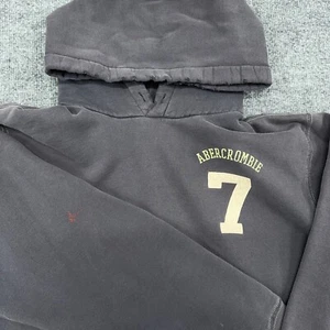 Felpa con cappuccio vintage Abercrombie Fitch uomo S grigia grossa pesante Y2K 7 invecchiata - Foto 1 di 8