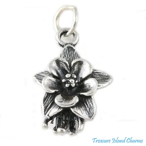 Columbine Colorado State Flower 3D 925 Solid Sterling Silver Charm MADE IN USA - Picture 1 of 6