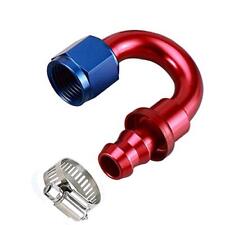 E 180 Degree Female 8 An To 1/2" Push Lock Hose End Barb Fitting Red Bl