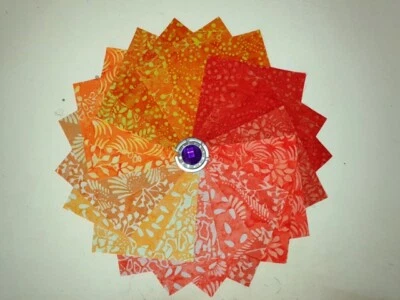 Batik Fabric Cotton Quilting 40 of 5"x5" Charms  Squares - Grapefruit - image 1 of 2