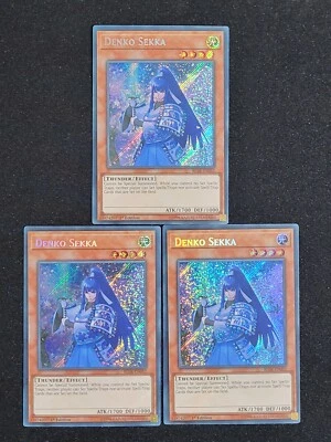 3 x YuGiOh Denko Sekka - BLLR-EN052 - Secret Rare - 1st Edition Lightly Played - Image 1 of 4