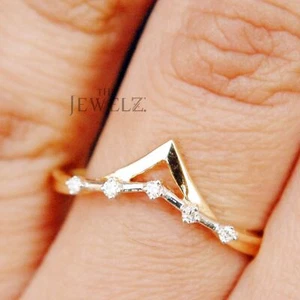 14K Gold 0,08 ct VS/F-G Diamant Dreieck Chevron Design Ring-The Jewelz - Bild 1 von 5