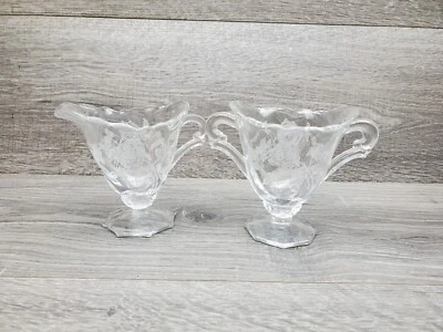 De Colección Heisey Waverly ROSE GRABADO CREMA Y AZÚCAR Set Cristal Vidrio Foto 1 de 4