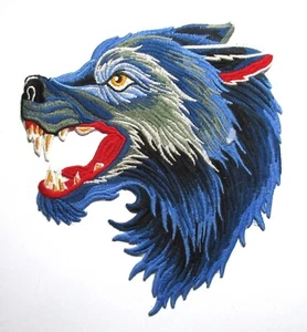 Patche dorsal loup bleu dos grand écusson grande taille patch brodé backpatche - Picture 1 of 6