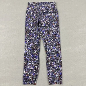 Lululemon Leggings Donna 6 Blu Fiori Scoppio Allineamento Vita Alta Crop W6BOZS - Foto 1 di 9