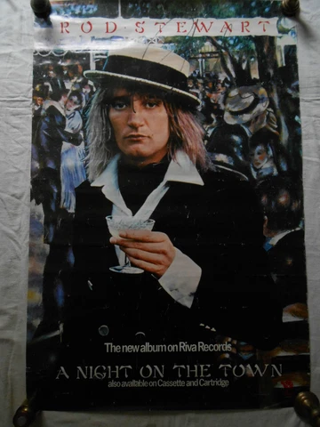 GENUINE ROD STEWART SIGNED, A NIGHT ON THE TOWN ALBUM & PROMOTIONAL POSTER Cover