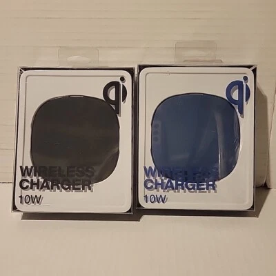 2 grampos Qi almofada de carregamento sem fio 10w para iPhone telefone Android 1 azul 1 preto - Imagem 1 de 3