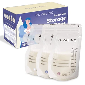 150 Count Breastmilk Storage 6 oz Bags for Freezer Self Standing Lay Flat Spout - Picture 1 of 6