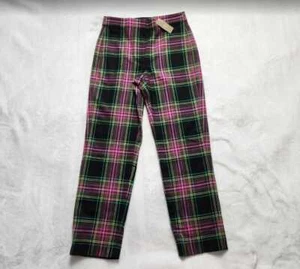 New women's J Crew Kate straight leg pant in pink Stewart tartan plaid wool - Picture 1 of 12