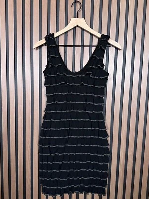 Arden B Mini Dress XS Womens Black Ruched Ruffled Y2K Stretch - Imagem 1 de 4