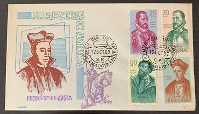 1962 MADRID SPAIN FIRST DAY COVER PEDRO DE LA GASCA ALONSO CATCHET EX COND - Image 1 of 2