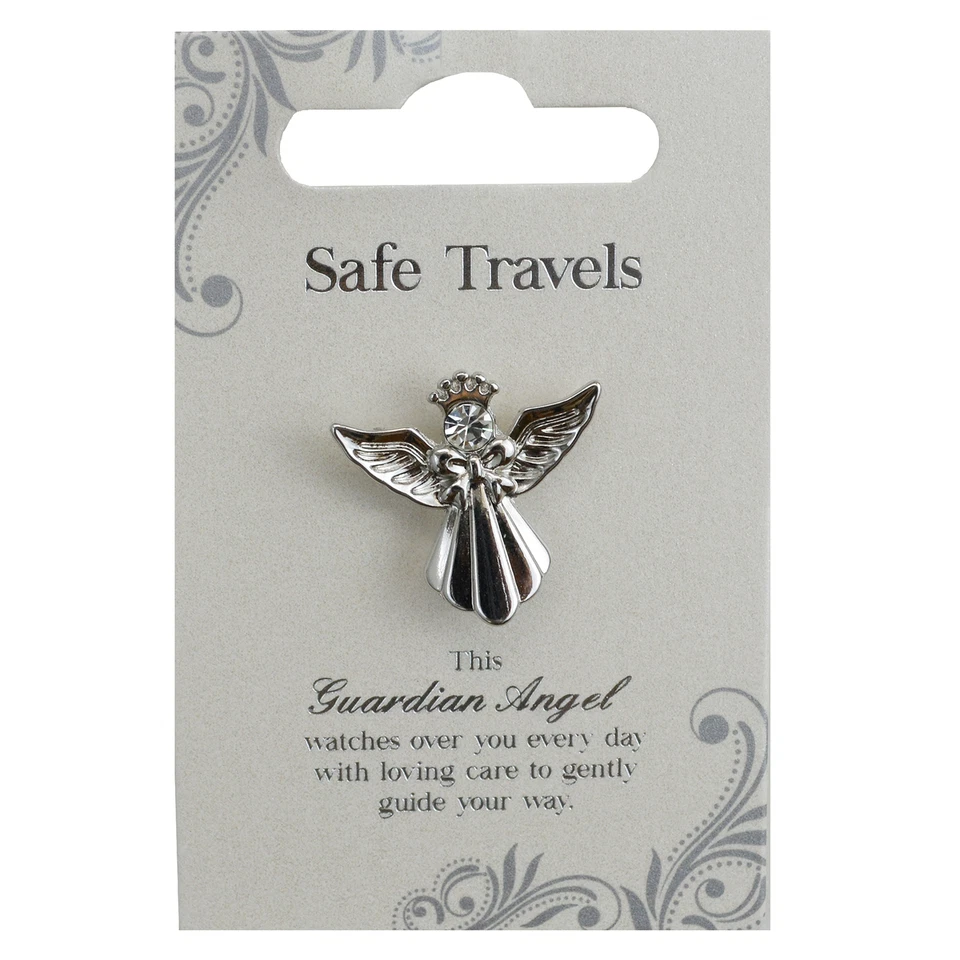 XPRESSIONS Safe Travels Silver Coloured Angel Pin With Gem Stone Sentimental Gift Idea