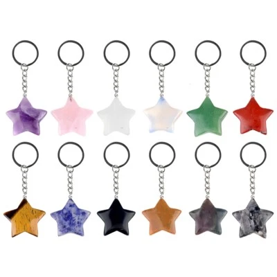 Llavero Colgante Piedra Estrella Amatista Rosa Cuarzox Cristal Llavero Curativo Foto 1 de 4