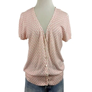 J.Crew Sweater Women's Extra Large Button-Down V-Neck Short Sleeve Anchor Print - Picture 1 of 10