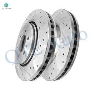 Front Drilled Slotted Disc Brake Rotors For 2014-2020 Ford F-150 - Picture 1 of 9