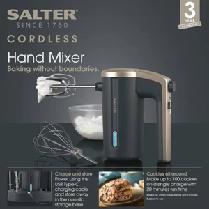 Salter Cordless Hand Mixer, 3 Speed Settings (New) - Picture 1 of 11