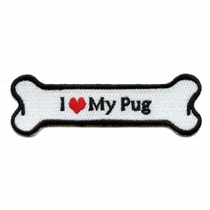 I Heart My Pug Ferro osso cane con applique - Foto 1 di 1