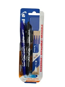2x PILOT FriXion Tintenroller in blau & schwarz 0,7 + 3 blaue Ersatzminen - Bild 1 von 1