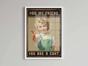 Funny Vintage Print , Rude Kitchen Wall Art Print Quote Wall Decor Picture - Picture 1 of 1