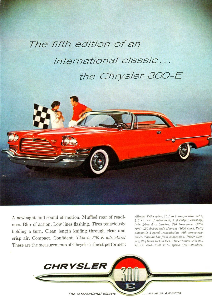 1959 Chrysler 300 E Letter Car Advertisement 8 x 10 Giclee Print - Image 1 of 1
