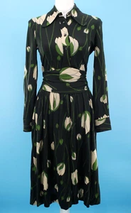 VTG Women's 70s Black & Cream Tulip Print Diane Von Furstenberg Dress XS 1970s - Picture 1 of 18