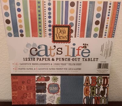 2 Deja Views Cat's Life Scrapbooking Kits 8"x8" & 12"x12" Paper, Embellishments - Image 1 of 4