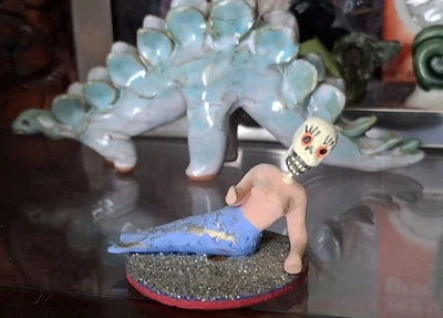 Vintage Antigo Holliday Temático Halloween 3" Cerâmica Esqueleto Mexicano 🧜 Sereia  - Imagem 1 de 4