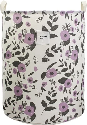 Cesta de lavandería plegable Mziart, impresión floral grande, púrpura  Foto 1 de 4