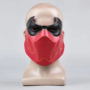 Men Cosplay Mask Robin Half Face Mask Halloween Cosplay Props Display Red PVC - Picture 1 of 15
