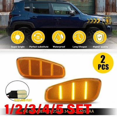 Front Amber LED Side Marker Indicator Lights For 2015-2023 Jeep Renegade 1-5SET - Image 1 of 4