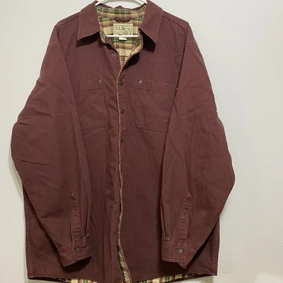 LL Bean Para Hombres XXL Chaqueta Borgoña Lona Granero Tareas Campo Chamarra Franela Forrada Foto 1 de 4