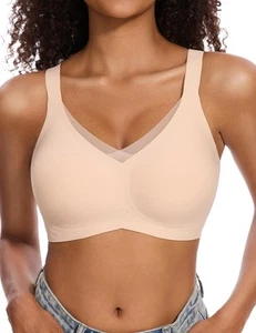 Womens V Lace Wireless Seamless Bras No Underwire Comfort Push Up Bras Suppor... - Picture 1 of 7