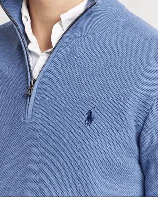 EUC Polo Ralph Lauren 1/4 Zip Pull Over Blue 100% Pima Cotton Sweater Size 3XB - Image 1 of 4