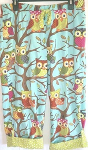 Nick and Nora Womens Medium Stretch Tie Waist Lounge Pants Owls - Picture 1 of 8