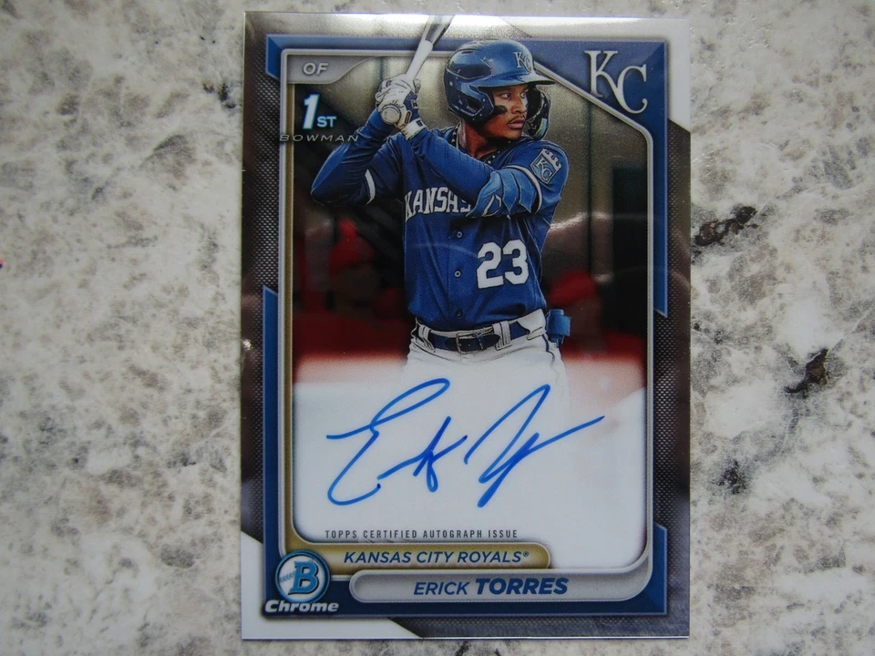 Royals Erick Torres Signed Autographed 2024 1st Bowman Chrome Mint - Image 1 of 1