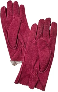 Vintage Burgunderrot Lederhandschuhe Sherpa Gefüttert Made in Japan Damen Large - Bild 1 von 4