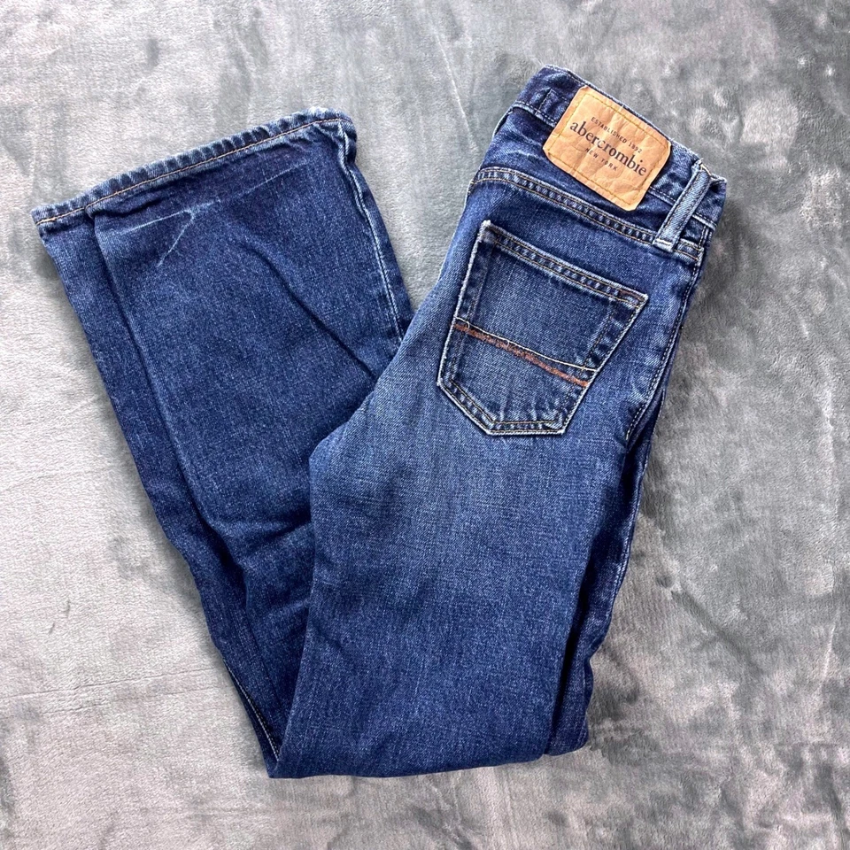 Bota de mezclilla ajustada de tiro bajo Abercrombie Baxter niñas talla 12 azul 100 % algodón Foto 1 de 4