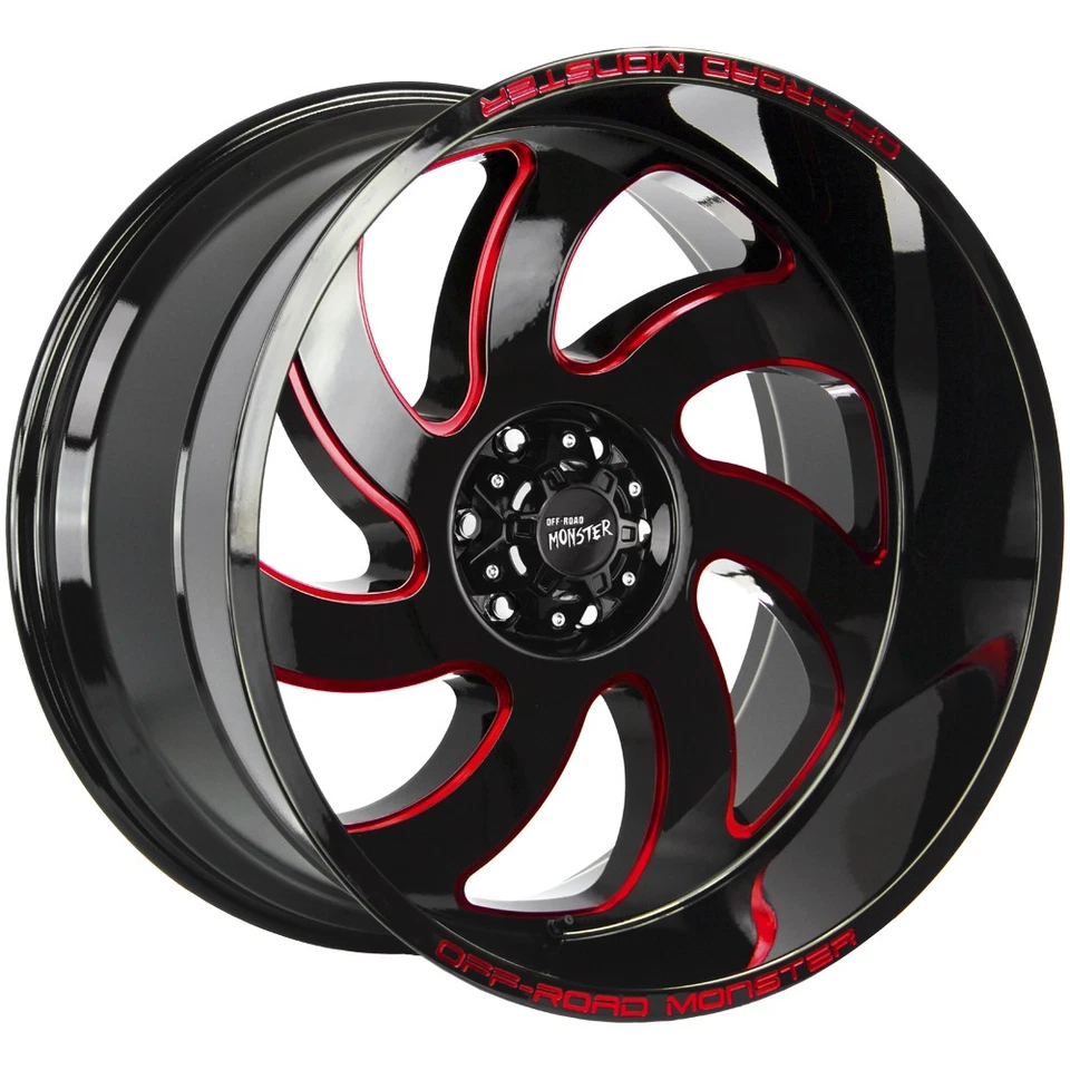 Off-Road Monster M07 22x12 6x5.5" -44mm Black/Red Wheel Rim 22" Inch - Image 1 of 4