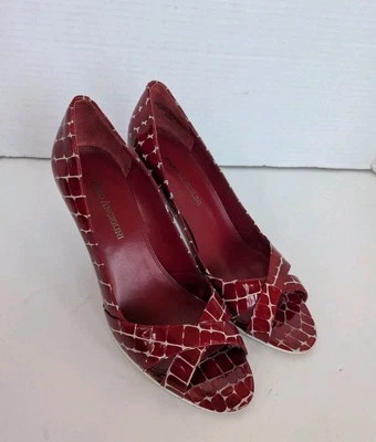 Sapatos femininos Enzo Angiolini 7,5 M ampliação estampa girafa vermelha bomba salto agulha - Imagem 1 de 4