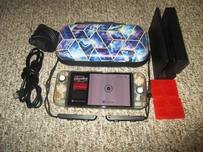 Nintendo Switch OLED System Console w/Clear Translucent Joy-Cons + Dock & Extras - Photo 1/4