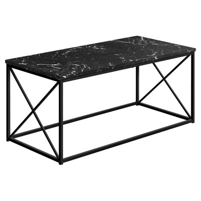 Mesa de Centro Acento Cóctel Rectangular 40"L Metal Negro Mármol Aspecto Foto 1 de 3