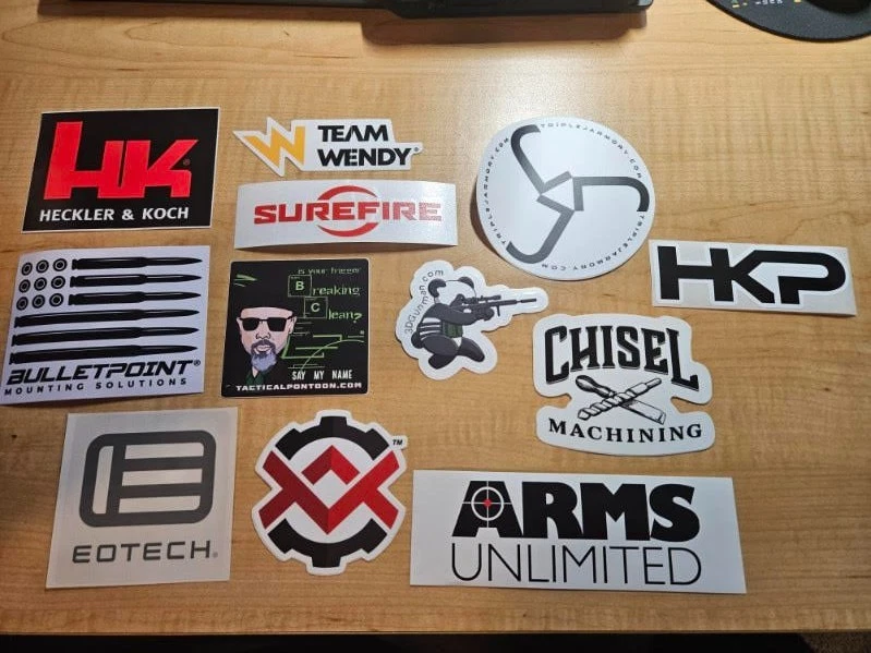Gun Stickers Decals - Lot of 12 Original Stickers HK Surefire Eotech Team Wendy - Image 1 of 1