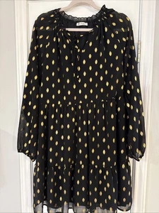 Kirundo Kleid Damen groß schwarz und gold metallic Stufen Party Urlaub Neujahr - Bild 1 von 11