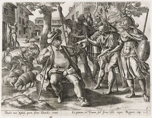 G. de Jode / M. de Vos King David Nabal Bible engraving Kupferstich 1600 - Picture 1 of 1