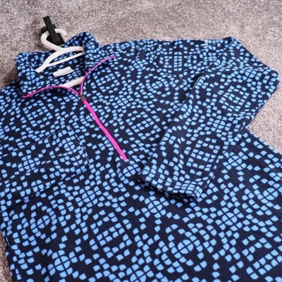 Top para mujer Columbia 1/4 cremallera mediana geométrica manga larga azul poli polar  Foto 1 de 4