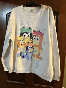 Bluey Sweatshirt Womens 1X Crewneck Hooray Crown Family Pullover TV Show NWT - Picture 1 of 6