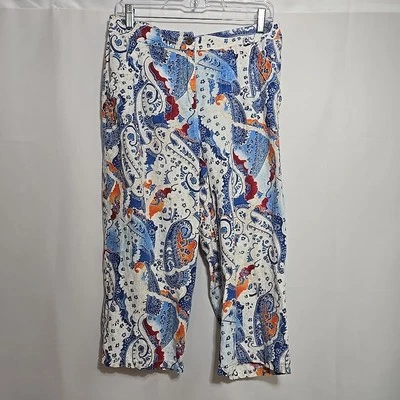Pantalones Chicos 100 % lino para mujer talla 1 cachemira florales holgados pierna ancha recortados Foto 1 de 4