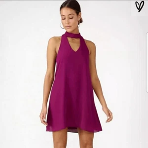 LULUS GROOVE THING SWING KLEID MOCK NECK IN MAGENTA Small - Bild 1 von 12