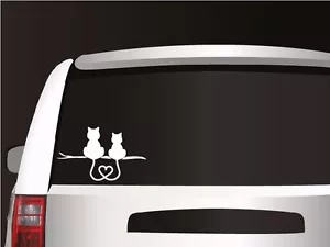 D761 Love of Cats Car Truck Window Decal Sticker (Heart Tails) - Picture 1 of 2