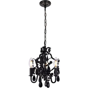CRYSTAL PENDANT CHANDELIER SHABBY AND CHIC BEDROOM BATHROOM KITCHEN ISLAND BLACK - Picture 1 of 6